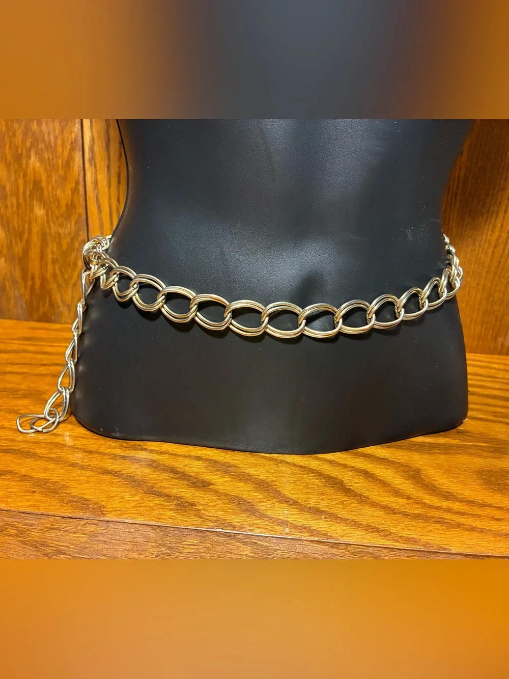 Y2K Vintage Gold Chain Belt Oval Link Metal Adjustable One Size